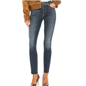 MOTHER The stunner Fray Blue Ankle Cropped Jeans Size:24